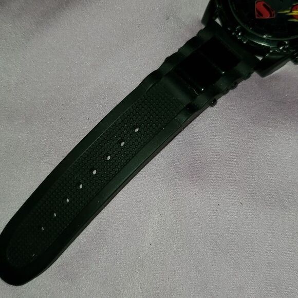 Justice League Watch by Accutime Large Black with 4 Superhero Logos Works Great - Picture 5 of 8